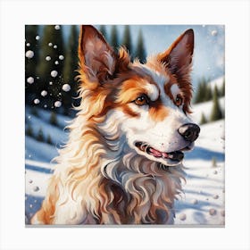 Dog In The Snow Canvas Print