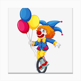 Clown On Unicycle Canvas Print