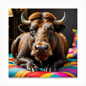 Bull On The Bed Chillout Canvas Print