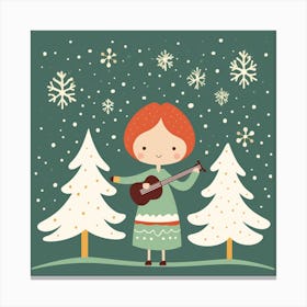 Christmas Girl With Guitar Canvas Print