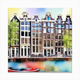 Amsterdam Houses Watercolor Art Print 1 Canvas Print