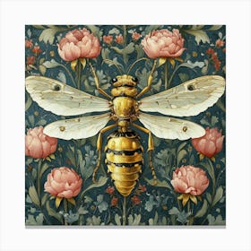 Bee And Flowers Art Canvas Print