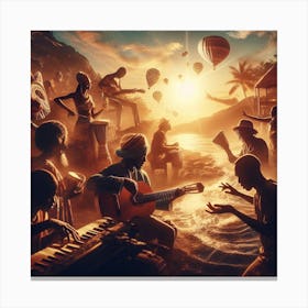 Group Of People Playing Music Canvas Print