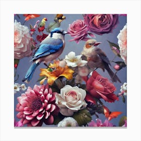 Birds And Flowers Canvas Print