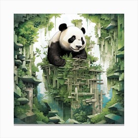 Panda Bear In The Jungle Canvas Print