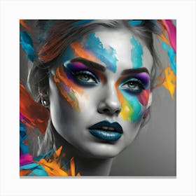 Portrait Of A Woman With Colorful Makeup Canvas Print