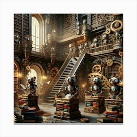 Steampunk Library Canvas Print