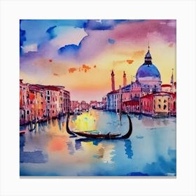 Venice Watercolor Painting Canvas Print