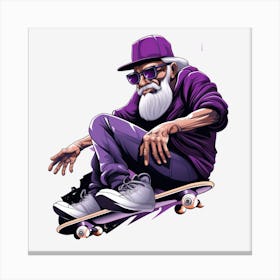Old Man Skateboarding 4 Canvas Print
