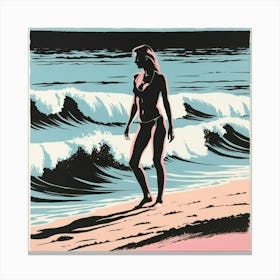 'Woman On The Beach' Canvas Print