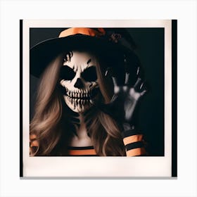 Halloween Portrait Polaroid Frame Canvas Print