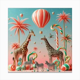 Giraffes And Candy Canvas Print