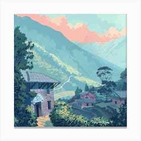 Village In The Mountains 4 Canvas Print