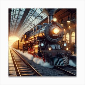 Steam Train In The Station Canvas Print