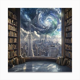 Galaxy In The Library Canvas Print