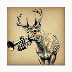 Deer With Trumpet 2 Canvas Print