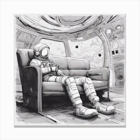 A Sofa In Cosmonaut Suit Wandering In Space 4 Canvas Print