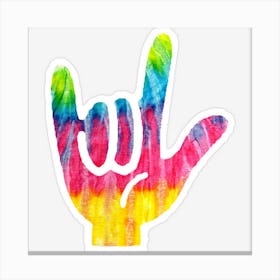 Tie Dye Asl Sign Language Hand Symbol Kids Gift I Love You Canvas Print