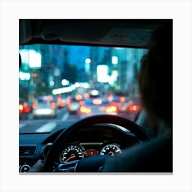 Car Driving At Night 1 Canvas Print