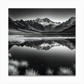 Black And White Mountain Landscape Canvas Print