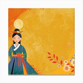 Korean Girl In Traditional Dress 2 Canvas Print