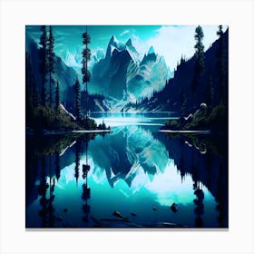 Mountain Lake, painting of a mountain lake Canvas Print