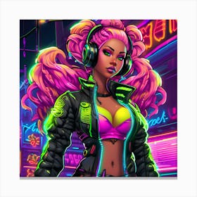 Neon Girl, Cyberpunk, Cyberpunk Art, Cyberpunk Art Canvas Print