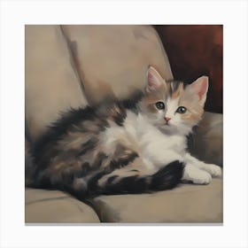 Cat On A Couch 1 Canvas Print