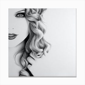Taylor Swift Pencil Drawing Portrait Minimal Black and White 1 Canvas Print