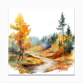 Watercolor Of Autumn Forest 1 Canvas Print