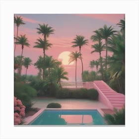 Sunset By The Pool Canvas Print