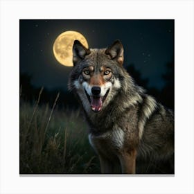 Wolf At Night 1 Canvas Print