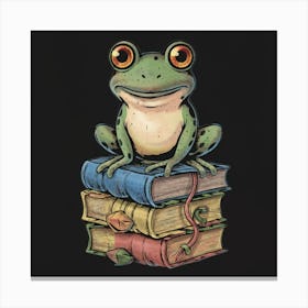 Whimsical Tshirt Design Of A Wise Frog Perched Canvas Print