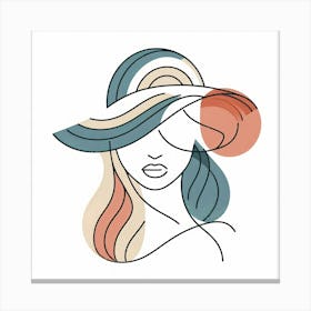 Beauty wearing Big Summer Hat - Color Minimal Illustration Canvas Print