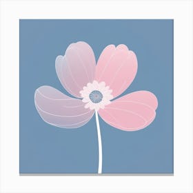 A White And Pink Flower In Minimalist Style Square Composition 228 Canvas Print