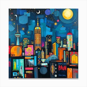 Cityscape At Night Canvas Print