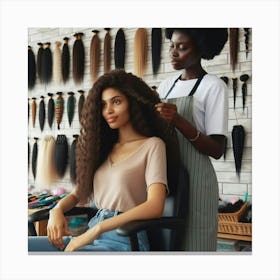 Afro Hairdresser Canvas Print