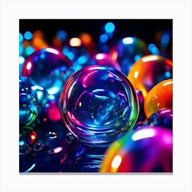 Glow Shapes Neon Bright Color 3d Fluid Bubbles Luminous Vibrant Vivid Radiant Flowing G (12) Canvas Print