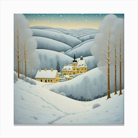 winter snowy landscape, Klimt style Canvas Print