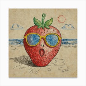 Strawberry With Sunglasses Canvas Print