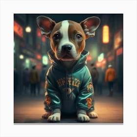 1Dog In Hoodie Canvas Print