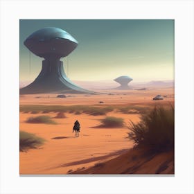 Spaceships In The Desert Canvas Print