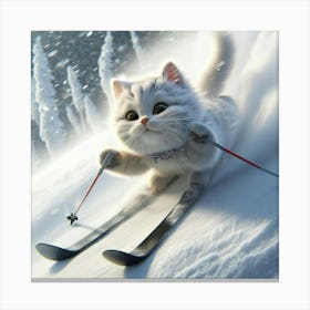 Cat On Skis 1 Canvas Print