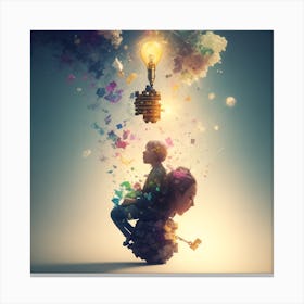 Child With A Lightbulb Canvas Print