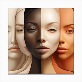 Four Women With Different Skin Tones Canvas Print