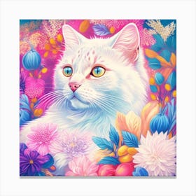 Cat In Flowers 1 Canvas Print