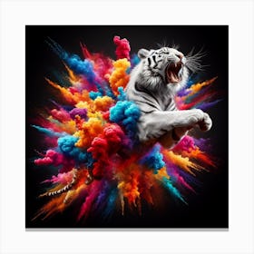 Tiger With Colored Powder Canvas Print