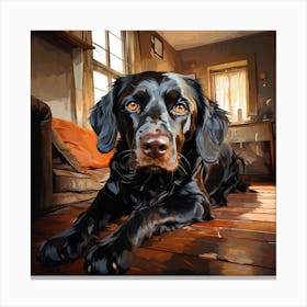 Portrait Of A Black Dog Canvas Print