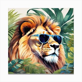 Lion In The Jungle Relaxing Canvas Print