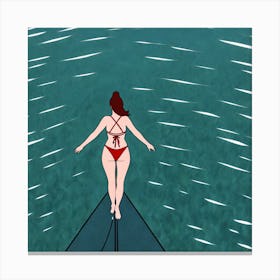 Woman In Bikini On Surfboard 2 Canvas Print